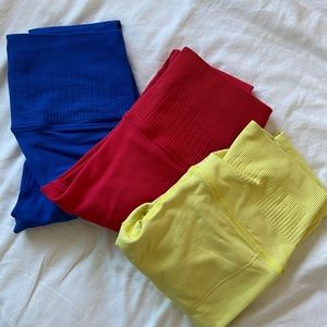 Avocado Women's Leggings in Blue, Red, and Yellow